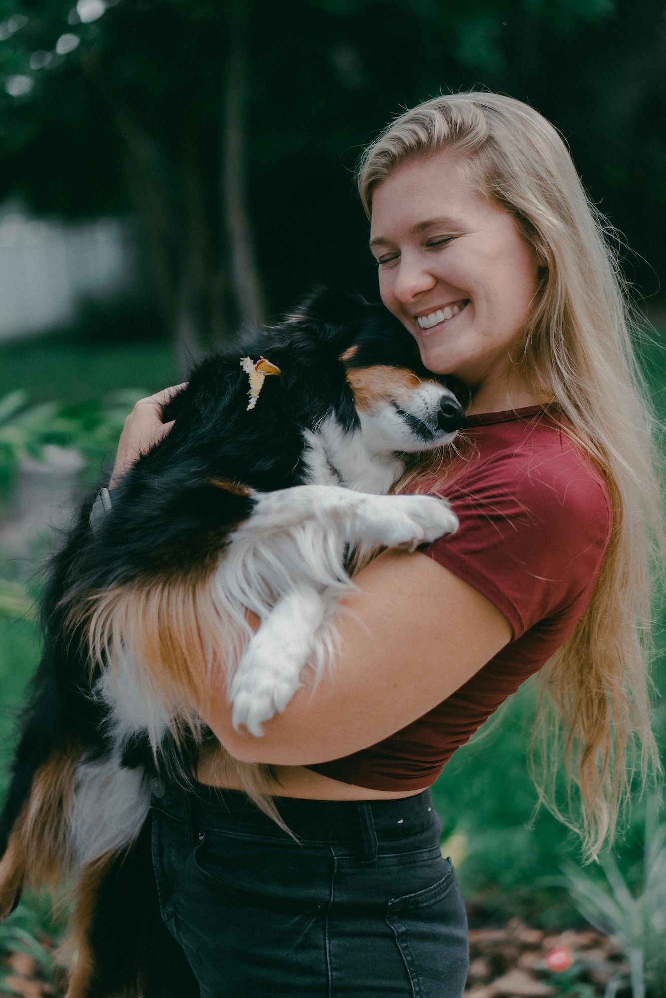 person holding dog with love